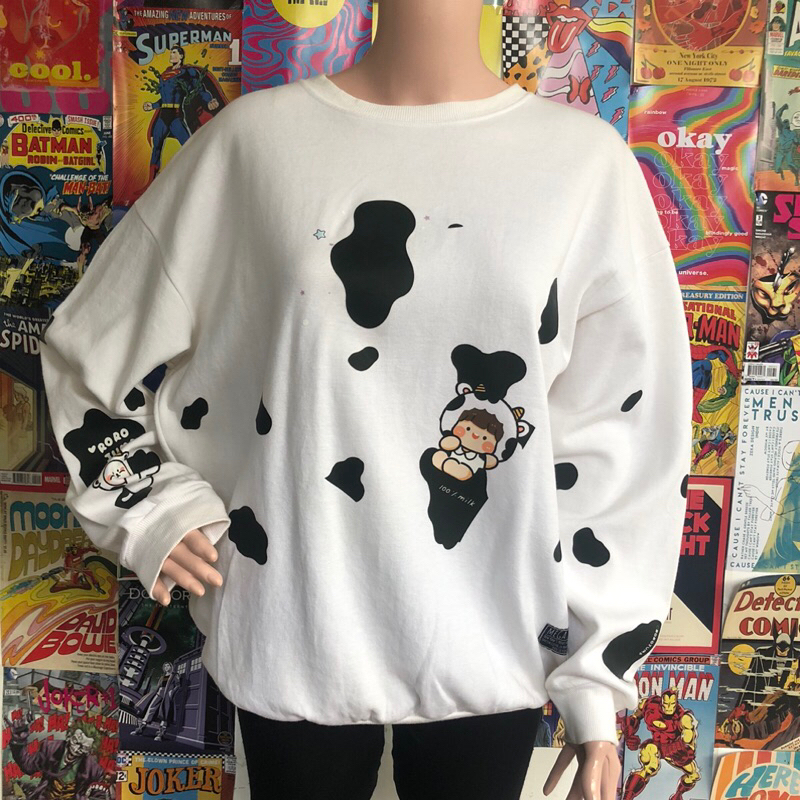Crewneck Oversize Mega Pa*ck Roro Jump Cow Premium Unisex Cowo Cewe Cartoon Character Lucu Unik Gemo