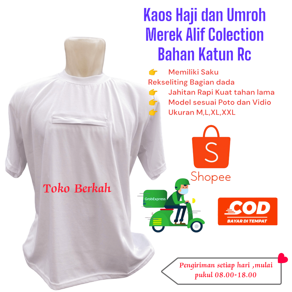 Kaos Haji dan Umroh Saku doraemon Katun Merek Alif