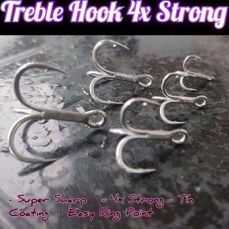 10pc Treble Hook BKB 4x Strong Tin Coating Murmer