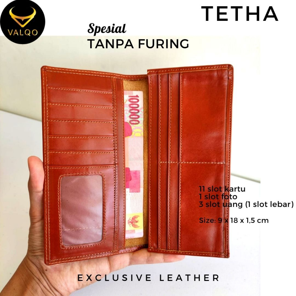 [VALQO] Dompet TETHA Spesial Full kulit sapi Tanpa Furing Pria Wanita