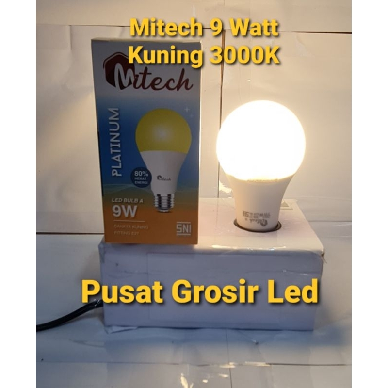 Paket Hemat 10 Pcs Lampu Led Mitech 9W 9 Watt SNI Bergaransi 1 Tahun Putih Dan Kuning