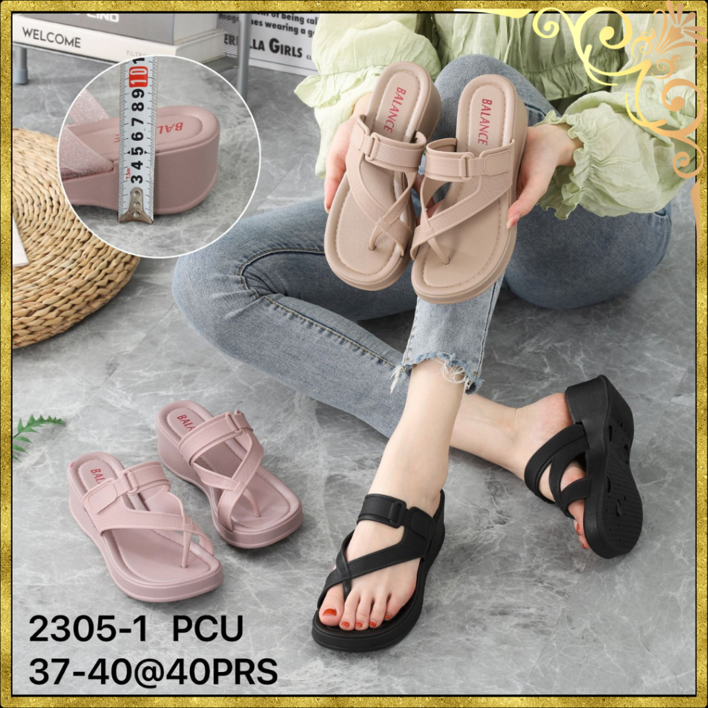 Sandal Jepit Wanita Wedges Semi Formal Import Balance 2305-1 | TINGGI 5CM