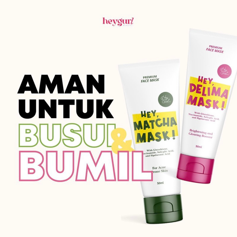 [ READY STOCK ] HEY DELIMA MASK &amp; MATCHA MASK BY HEYGURL | CLAY MASK HEYGURL