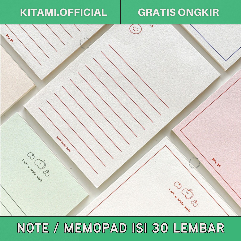 KERTAS NOTEPAD MEMOPAD AESTHETIC MINIMALIS CUTE isi 30 LEMBAR