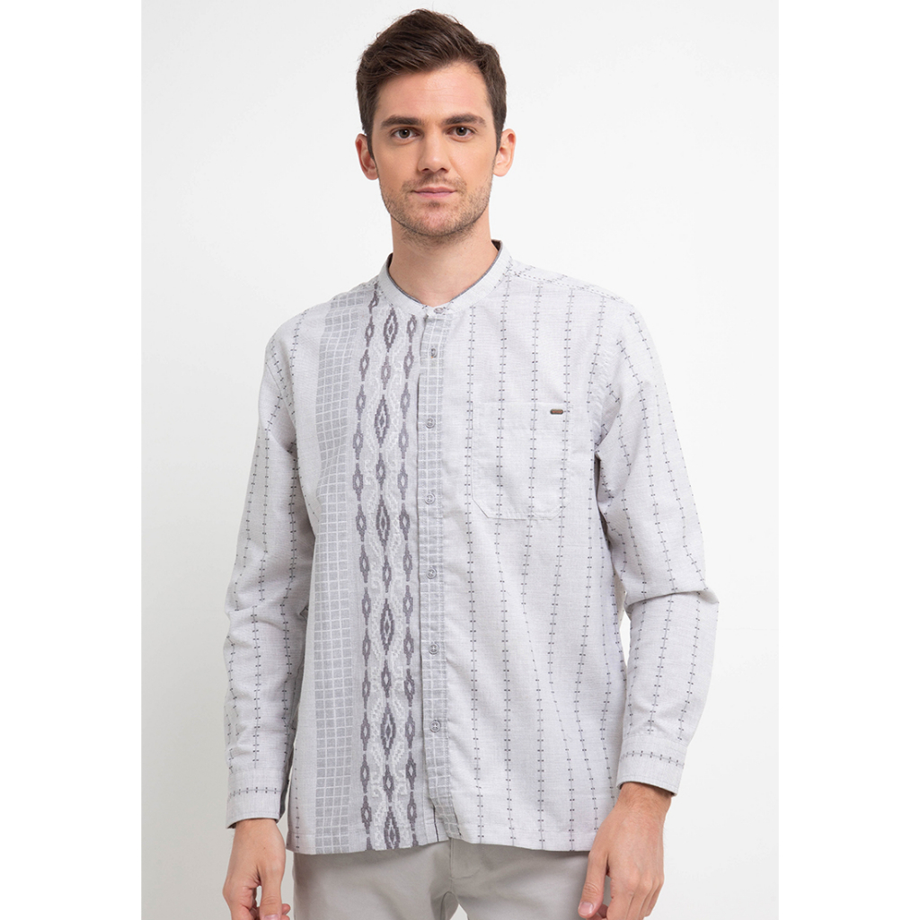 kemeja Koko Watchout Casual Putih Kombinasi