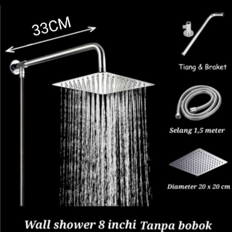 wall shower stenlies instalasi luar tanpa bobok/head shower minimalis/arm shower rain