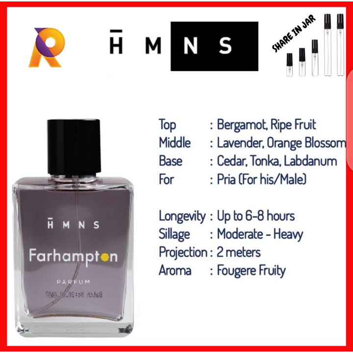 PENGIRIMAN SETIAP HARI | SHARE IN JAR HMNS EDP PERFUME HMNS Perfume  Farhampton parfum HMNS Farhampt