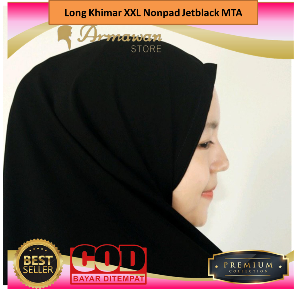 Khimar Syar'i Non Pad Jetblack MTA