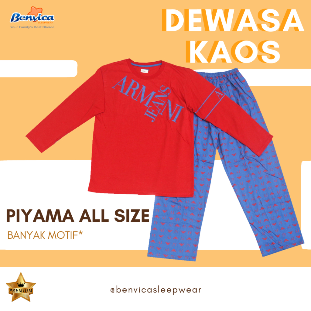 BAJU TIDUR PIYAMA KAOS LAKI-LAKI PRIA DEWASA GS