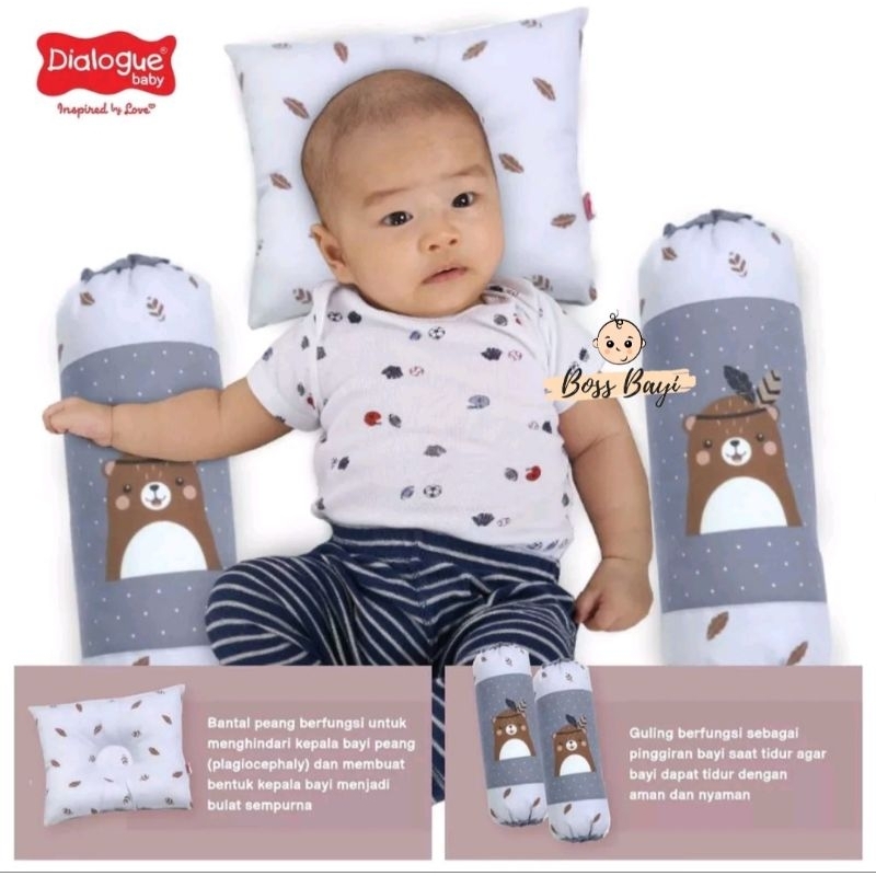 DIALOGUE BABY - Set Bantal Guling Bayi Bearie Series / Baby Bolster Pillow DLB3373