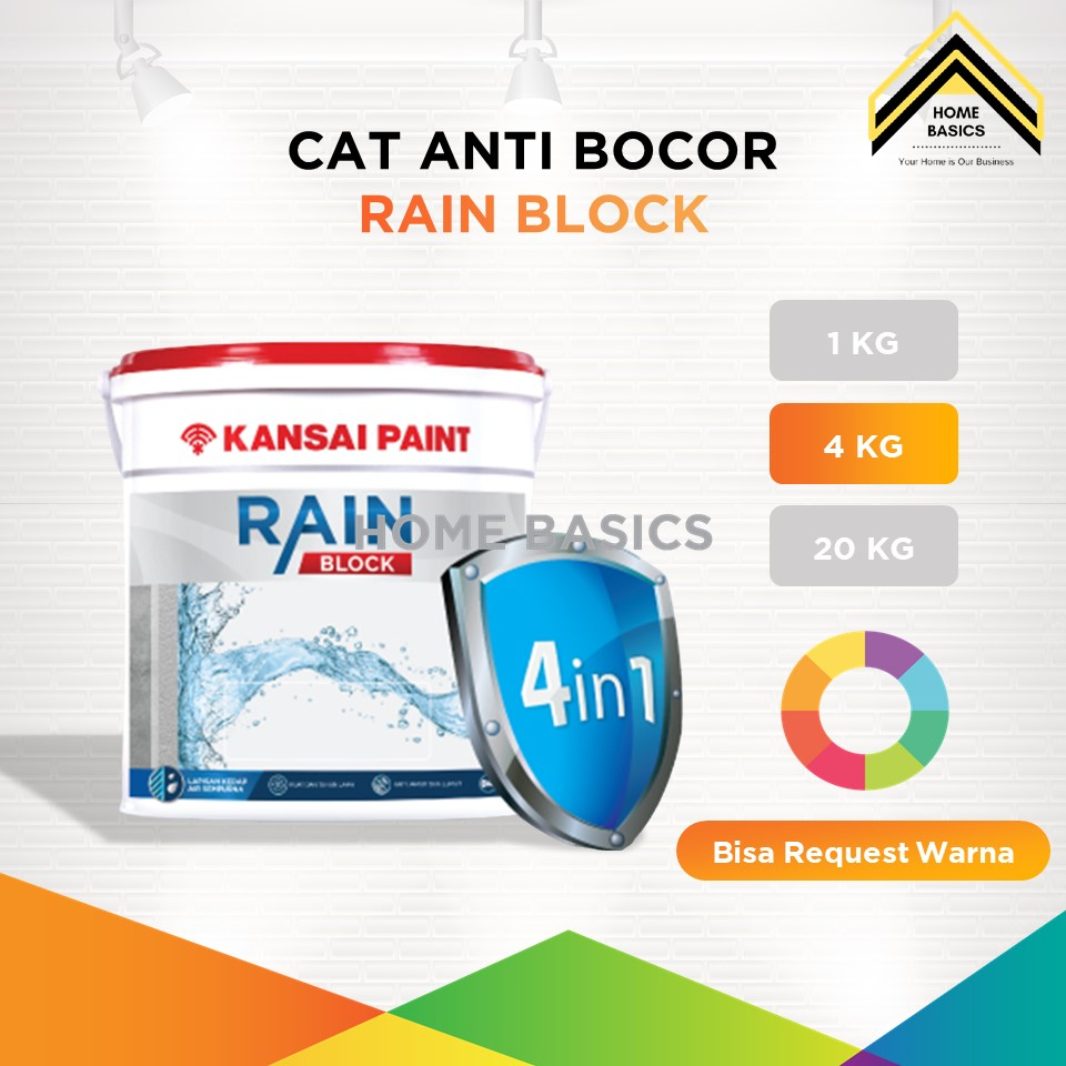 Cat Tembok Anti Bocor Rain Block Kansai Paint 4 kg / Cat Waterproof / Cat Eksterior