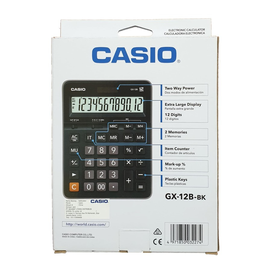 Calculator / Kalkulator Casio GX-12B / GX-12 B BK / 12 Digit