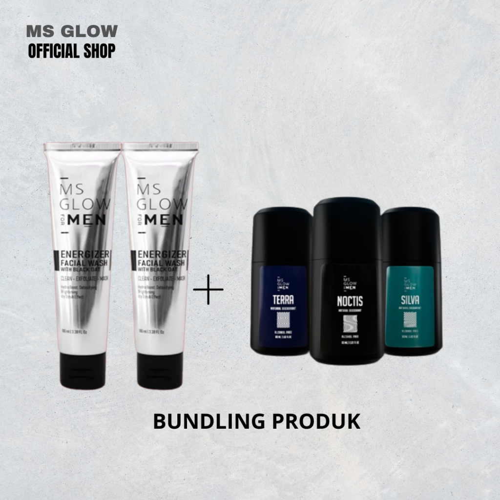 BUNDLING 2 Facial Wash For Men dan 1 Deodorant (3 Item)