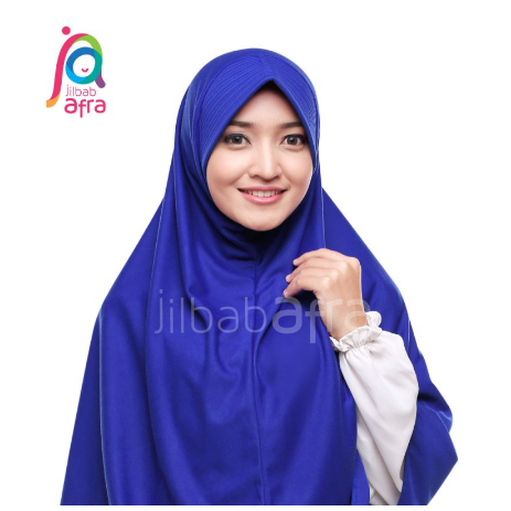 Hijab Jilbab Bergo Pet - Jilbab Afra Beria - Warna Biru Benhur - Adem Lembut