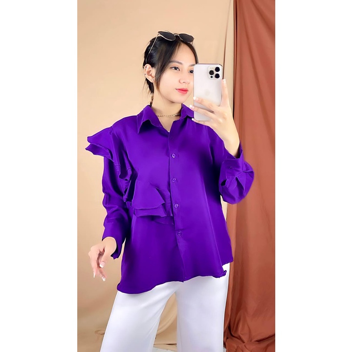 LOUISHA SHIRT / BLOUSE OVERSIZE WANITA