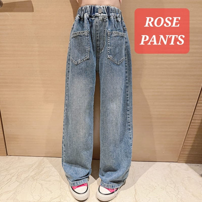 ROSE PANTS CELANA PANJANG JEANS JINS ANAK REMAJA CEWEK KOREA KPOP IMPORT