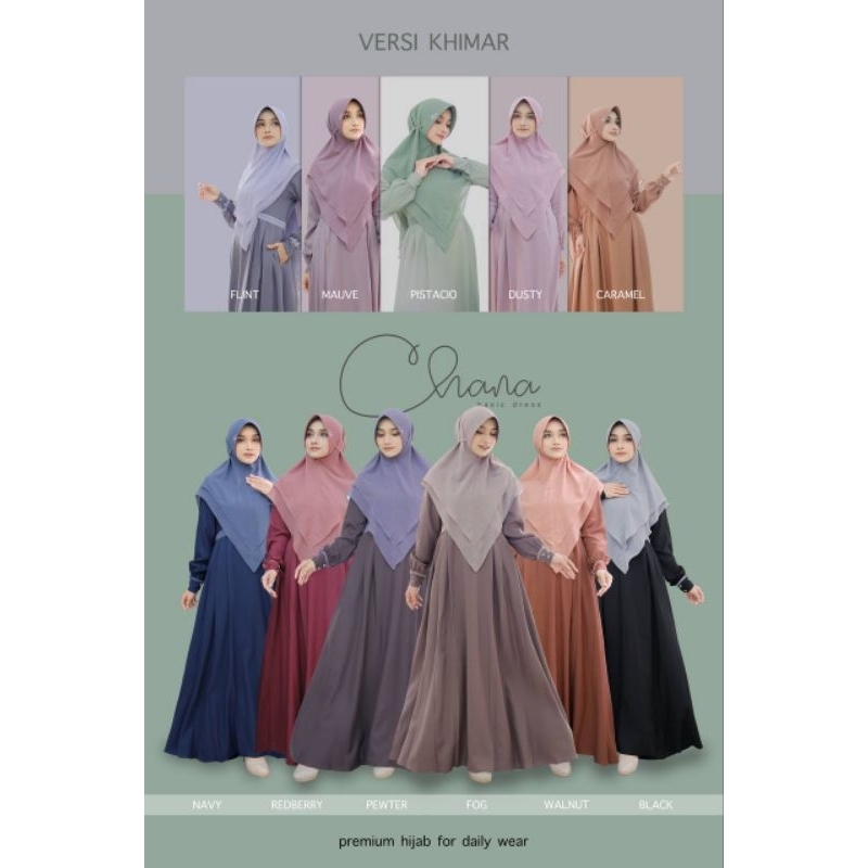 GAMIS DAILY SET KHIMAR CHANA DRESS ORI KYANA HIJAB