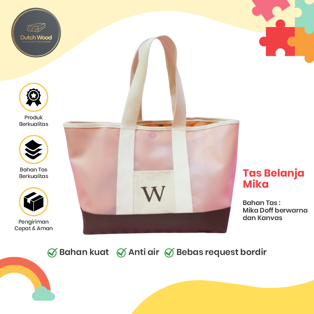 Tas Mika PVC Susu  / Tote Bag Mika Bordir Custom Nama