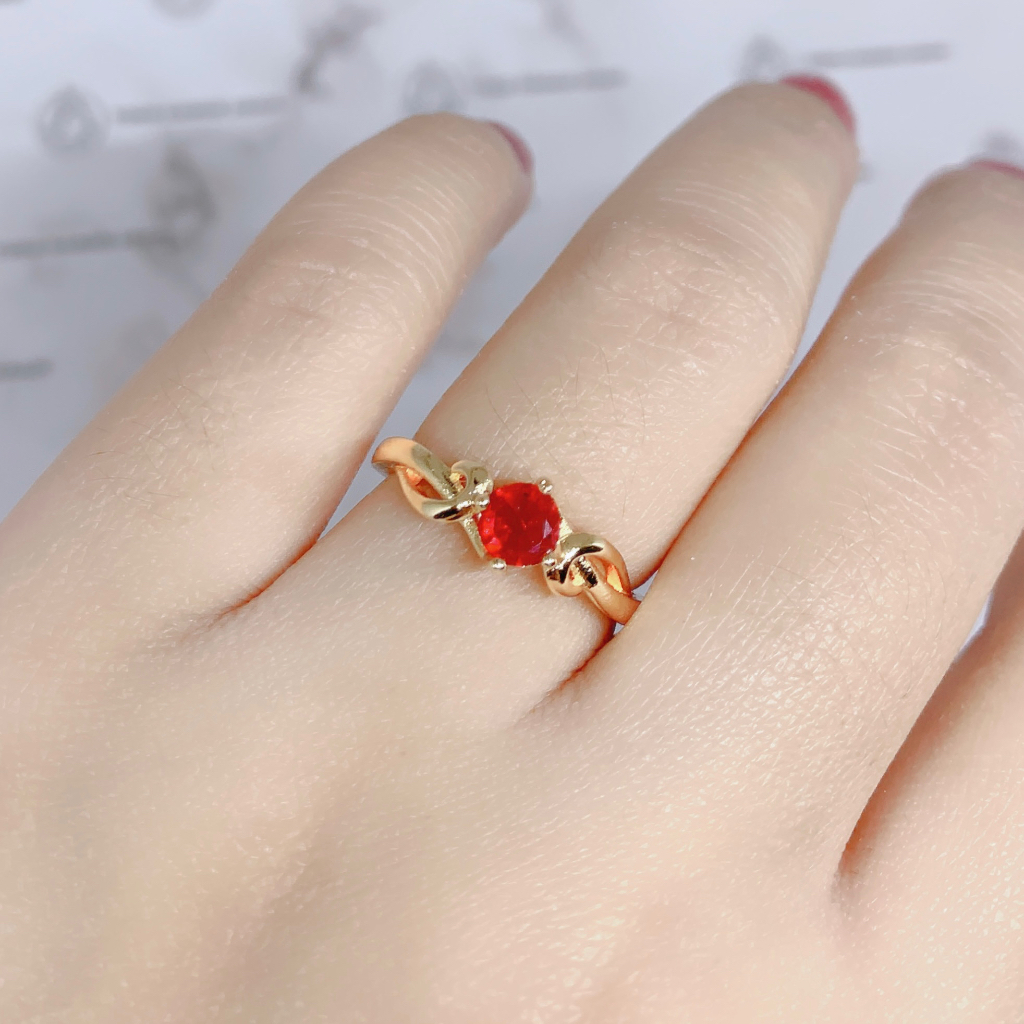 Xuping Gold Cincin Wanita Permata Satu Merah Delima *87