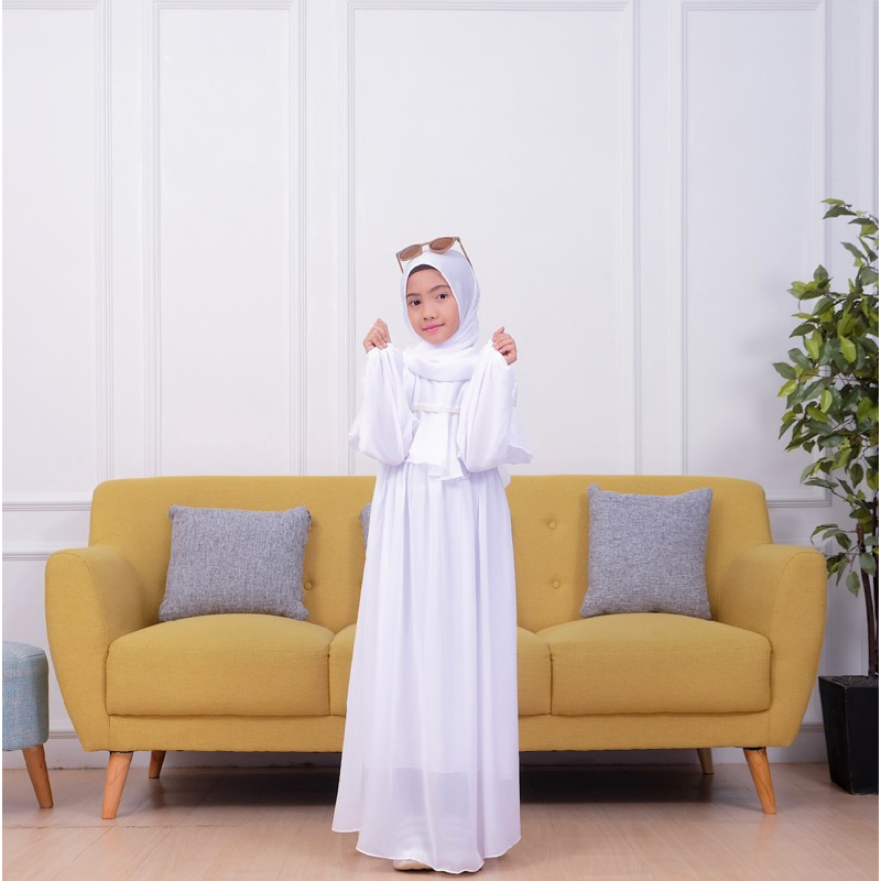 GAMIS ANAK SABRINA PUTIH RENDA CERUTY FULL FURING