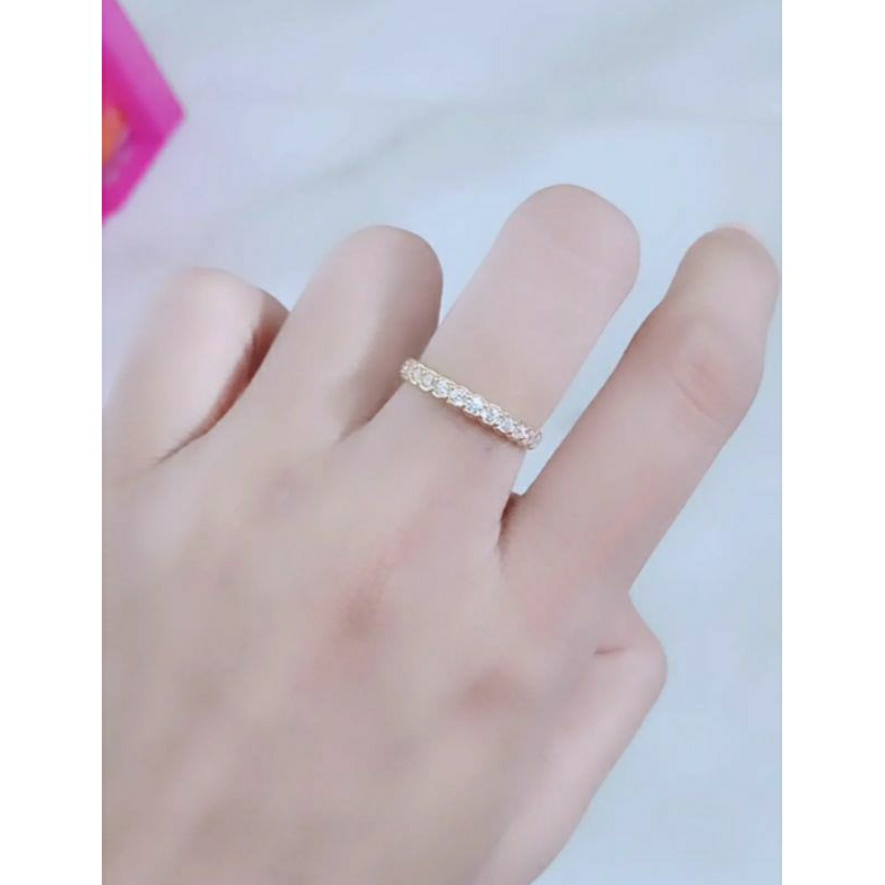 cincin listring mp 1 brs/perak asli silver 925 lapis emas/perhiasan fashion wanita terbaru