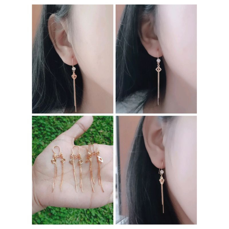 anting kait mp 1 + itali santa 2 + daun,love ,wajik/ anting kait perak asli silver 925 lapis emas/ anting fashion terbaru