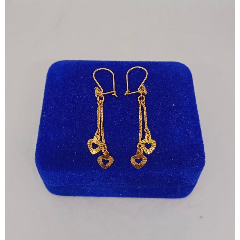 anting kait mp 1 + m .itali love ukir bolong /anting kait perak asli silver 925 lapis emas/ anting fashion terbaru