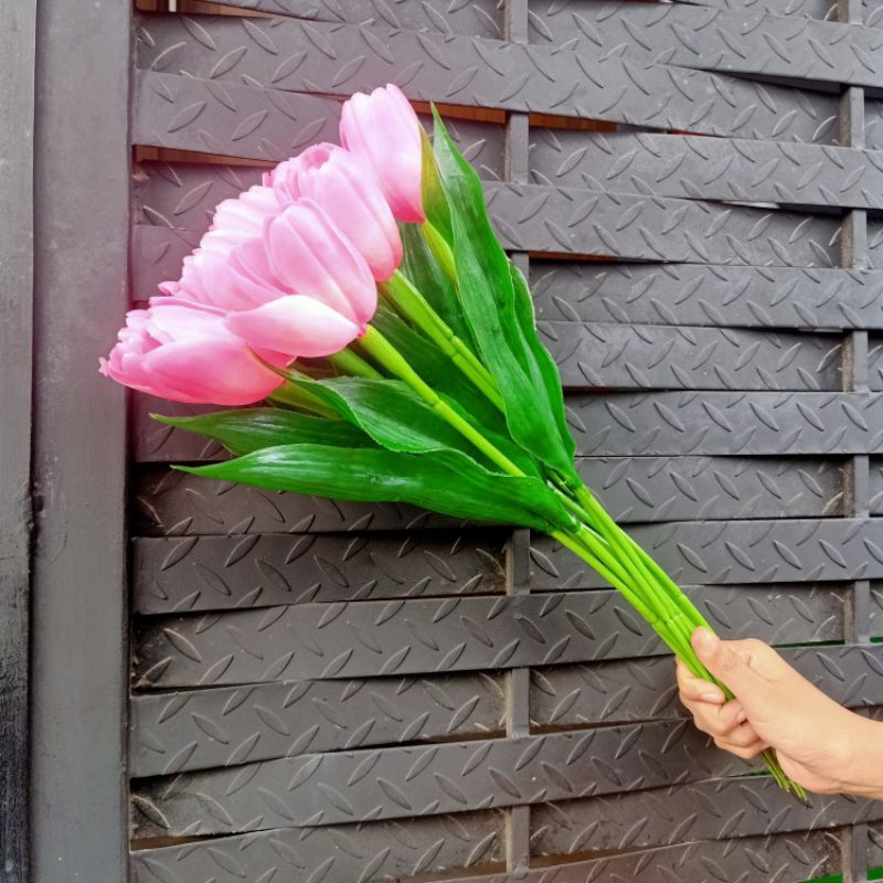 DITARI BUNGA TULIP BESAR BUNGA TULIP ARTIFICIAL BUNGA PLASTIK DEKORASI PESTA POT BUNGA