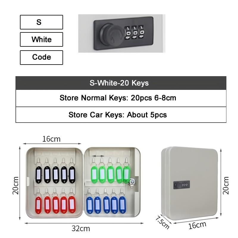 Wall Key Box 20 Key Metal Safety Lock Key Box Tempat Penyimpanan Kunci Gantung Box Gantungan Kunci