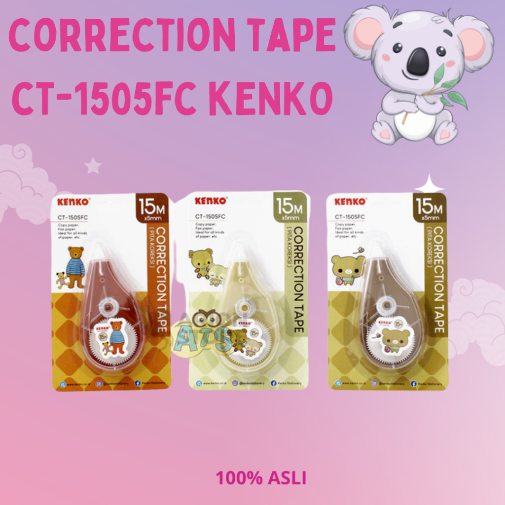 

[ARION STORE] Correction Tape CT-1505FC Bear Kenko / Tip-x Kertas Kenko [PCS]