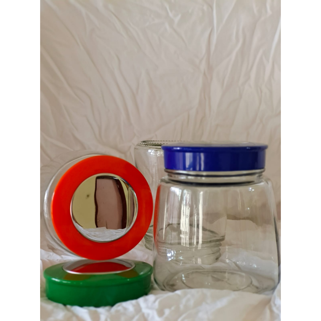 Toples Kaca Tutup Plastik 12cm x 15cm / Toples Penyimpanan Makanan 1000ml