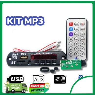 Kit MP3 Bluetooth Visero Remote Control Module Display USB Blutut Modul Radio FM Stereo Siap Rakit 12V