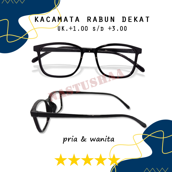 Kacamata Baca Rabun Dekat (+) Uk. +1.00 s/d +3.00 Kacamata Plus Frame Kotak Oversized Hitam Unisex NOCASE