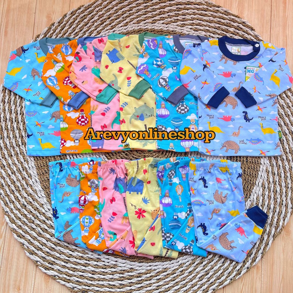 Setelan Baju Bayi Oblong Panjang Moms Gift Baju Panjang Celana Panjang Motif Baloon SML XL 4 Bulan - 4 Tahun