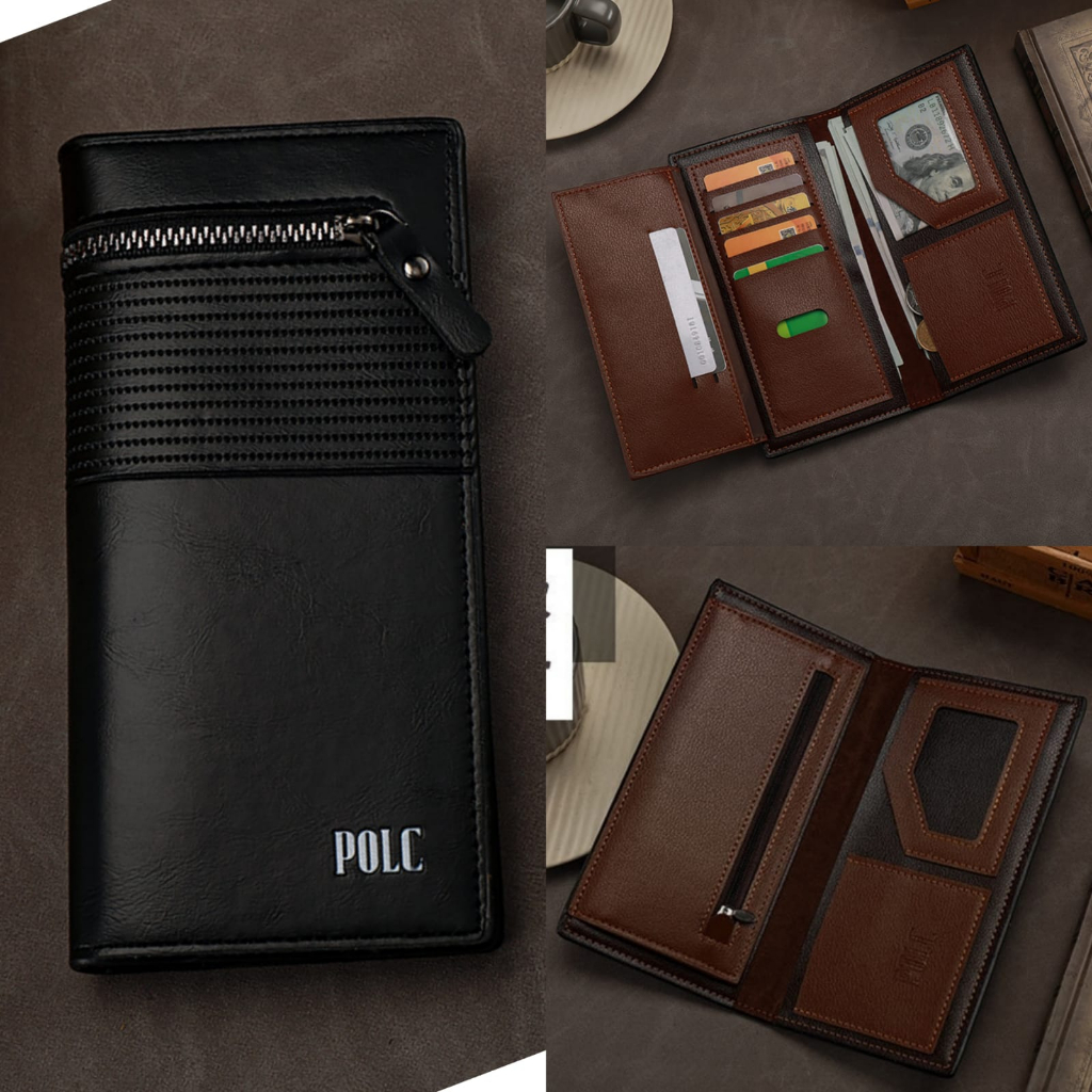 DOMPET LIPAT PRIA PANJANG ORIGINAL IMPORT COWOK KEREN KULIT PREMIUM SIMPLE HITAM DISTRO BRANDED SLOT KARTU UANG KOIN RESLETING LAKI REMAJA KEKINIAN DEWASA BATAM MARINO WA685B5