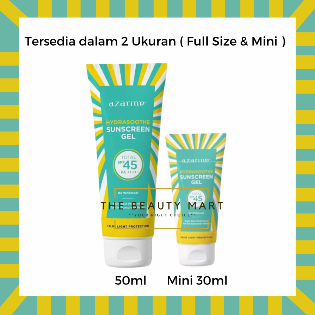 Azarine Hydrasoothe Sunscreen Gel Spf 45 50ml [Ready Stock] | Azarine Aqua Sunshield Serum | Hydrasoothe Mist | HydraMax C Sunscreen | Tone Up Mineral Sunscreen