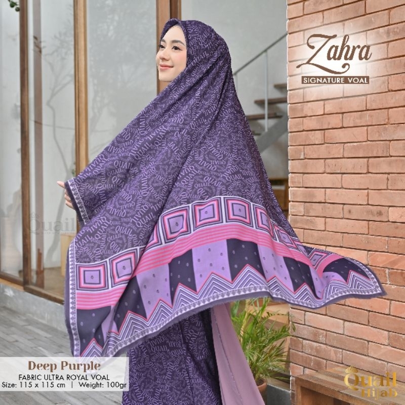Jilbab Segi Empat Voal Motif ZAHRA SERIES Original Quail Hijab