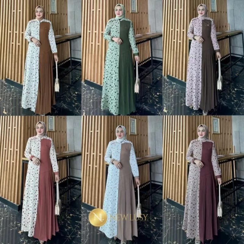 [ Nitaranz ] Gamis Polka Ori New Lusy Airflow Dress Terbaru