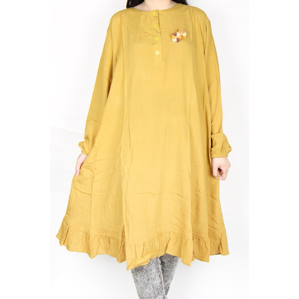 Maliju Tunik Jumbo LD 130 CM Bigsize Polos Busui Rempel Katun Crinkle - A3636