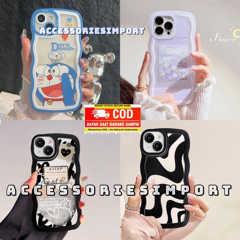 CASING WAVE REALME 10/ REALME 9/ 9i/ REALME 8/ REALME 2PRO/ C1/ C2/ NARZO 50i PRIME/ NARZO 50A PRIME/ SOFT CASE GELOMBANG/ WAVY + PROTECTOR CAMERA MOTIF ZEBRA/ LOVE BLACK/ DORAEMON/ FLOWER