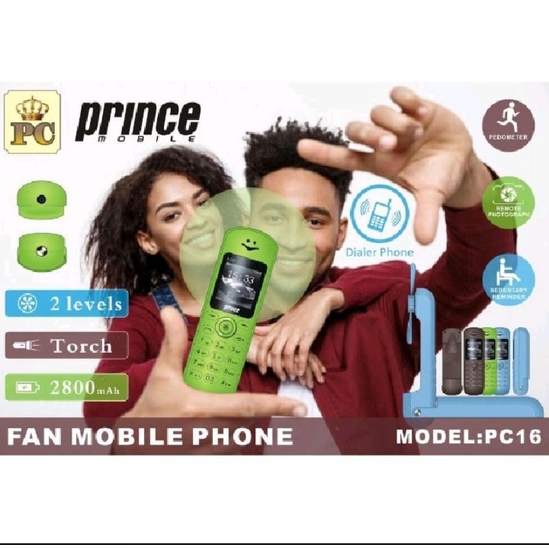 Hp Prince PC 16 Fan Hp Unik Dual sim Kipas Mp3 Radio Senter
