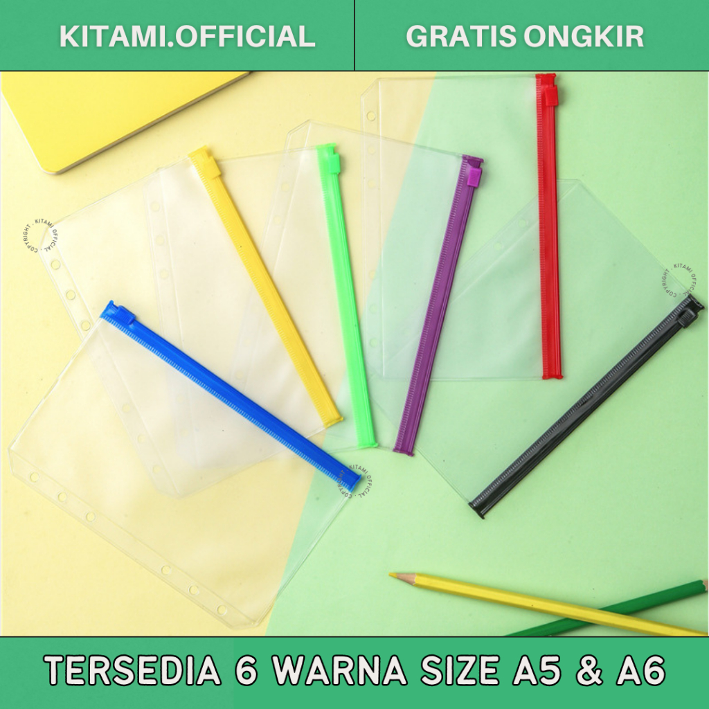 SLEEVE ZIPLOCK COLORFUL A5 | ZIPLOCK ORGANIZER BINDER WARNA WARNI A6