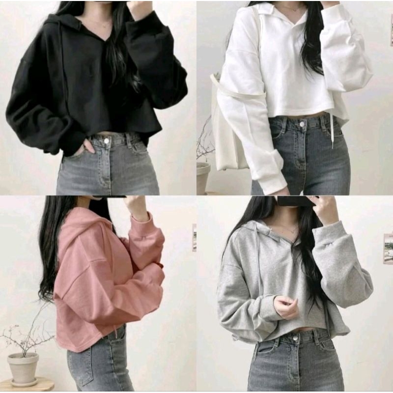 ALU • SWEATER CROP HOODIE POLOS