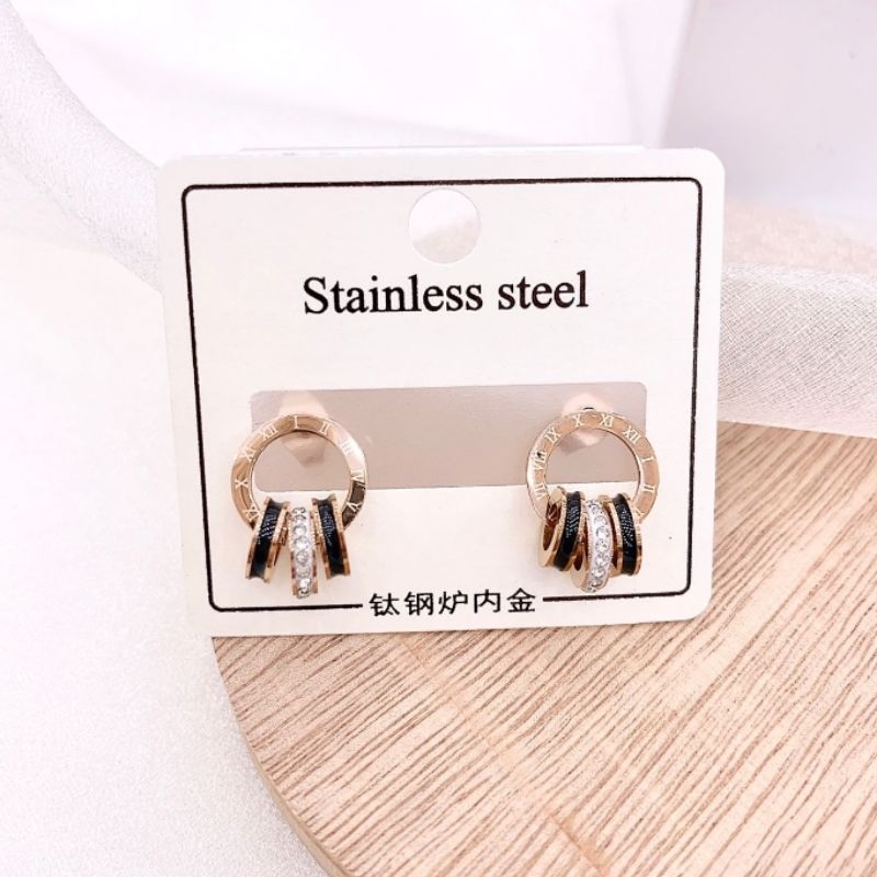 Anting Titanium asli Premium Quality Anti karat anti alergi Stainless steel ori At021