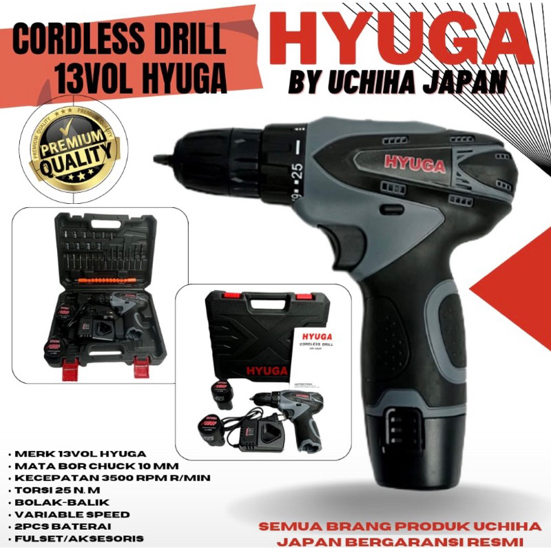 Mesin Bor Baterai 13v Fullset Hyuga Japan Teknologi
