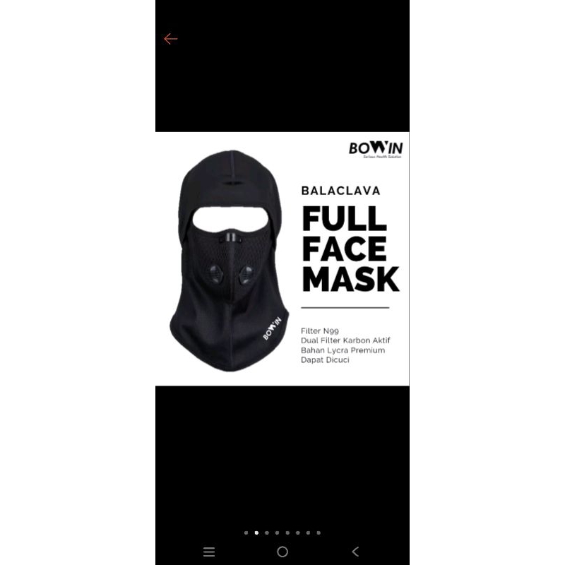 Masker N99 Full Face (Masker Kesehatan/ Masker Polusi / Masker Riding / Masker Motor)