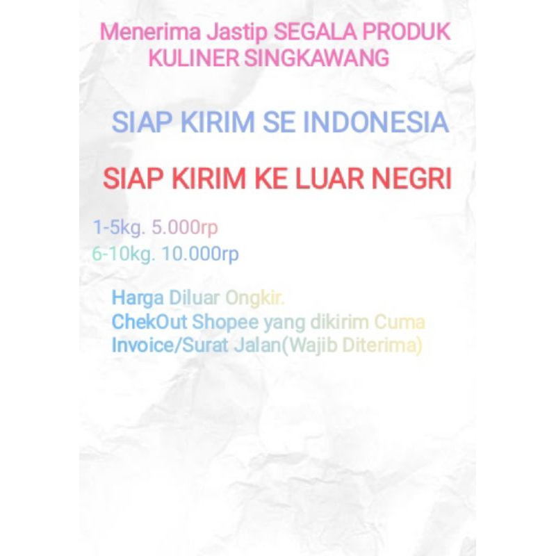 

JASTIP KULINER SINGKAWANG SIAP KIRIM SE INDONESIA DAN LUAR NEGRI