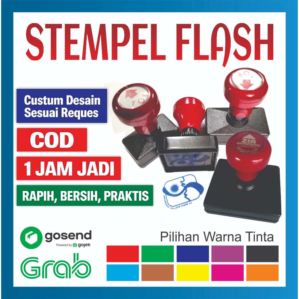 

Stempel otomatis 1 warna free design murah berkwalitas