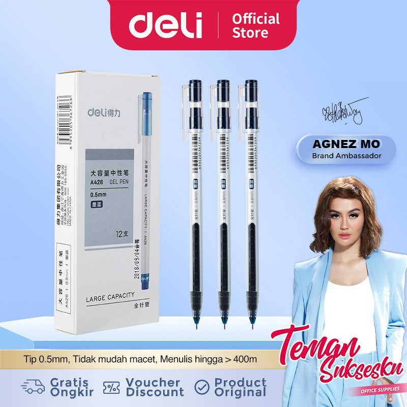 

Pulpen Gel Deli A426 / A425 / A495/ A509 Tinta Hitam