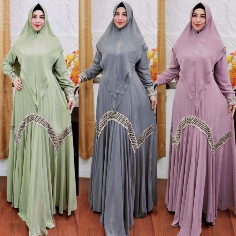 Ready stock siap kirim syar'i putih polos mewah/syar'i putih elegant/syar'i polos terbaru/Hasanah sy